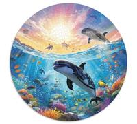 Seabed A School of Fish 1000 Pieces Animation Round Jigsaw Puzzles What Happens Next Beautiful Decoration for Adults And Kids 1000pcs (67.5x67.5cm)