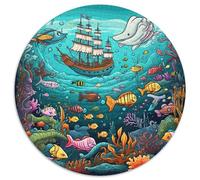 Seabed A School of Fish 1000 Pieces Animation Round Jigsaw Puzzles What Happens Next Beautiful Decoration for Adults And Kids 1000pcs (67.5x67.5cm)