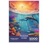 Seabed A School of Fish 1000 Pieces Jigsaw Puzzles Cute Animal Jigsaw Puzzles for Kids Staycation Kill Time Wall Decoration Birthday Gifts Age 14+ ForAdults 38x26cm/1000pcs