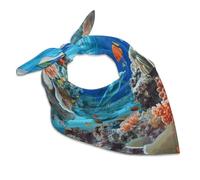 Seabed Coral Fish Dolphins 25 Inches Satin Head Scarf Lightweight Silk Hair Scarves for Women Large Satin Bandanas Square Headscarf Fashion Headband Neckerchief Neck Scarves