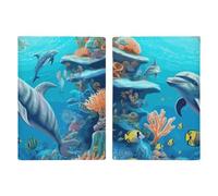 Seabed Coral Fish Dolphins Passport Holder, ID Card Protector Case Passport Holder with Slot Passports Travel Wallet Document Cover for Women And Men