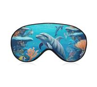 Seabed Coral Fish Dolphins Sleep Mask for Women Men Side Sleeper Eye Cover with Adjustable Strap Soft Breathable Blackout Mask Slip-Free Deep Sleeping Travel Essentials