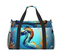 Seabed Coral Seahorse Hand Travel Bag.Fashionable Design, Large Storage Capacity, Suitable For Business Trips And Short Trips., Black, One Size