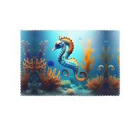 Seabed Coral Seahorse Patterned Placemats Set of 6, Restaurant Kitchen Protectors, 12 * 18 Inch Hotel Banquet Decorative Table Mats