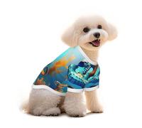 Seabed coral seahorse Print Pure Cotton Pet T-Shirt, Dogs & Cats Comfy Tee Vest, for Small Medium Summer Winter Clothes