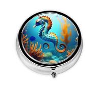 Seabed Coral Seahorsethree-Compartment Small Medicine Box, Portable, Can Store Vitamins, Fish Oil and Health Products.