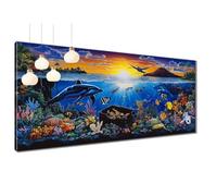 Seabed Diamond Art Kits Adults, 5D Dolphin Diamond Painting for Adults Kid, DIY Full Square Drill Crystal Art Rhinestone Embroidery Crafts, Wall Gem Art Painting for Room Decor Gifts 80x160cm T3-417