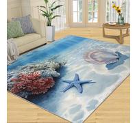 Seabed Rug, Conch Rugs for Bedroom, Sunlight Penetrates the Sea Area Rug, Non Slip Washable Rugs for Living Room Farmhouse, Indoor Low Pile Decor Carpet - 140x200 cm