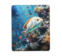 Seabed Underwater Fish Mouse Pad with Non-Slip Rubber Base 8.3 x 10.3 in Mouse Mat with Stitched Edge Gaming Mousepad for Wireless Mouse Computer Laptop Home Office Desk Pad