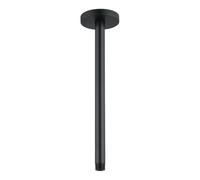 SEABEFORE Matte Black Shower Arm with Flange,12 Inch Ceiling Mounted Fixed Shower Pipe,Bathroom Straight Rain Shower Replacement Arm,Universal Connection 1/2,SE-RD91038-12MB