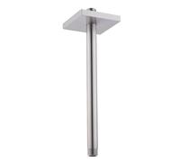 SEABEFORE Shower Arm with Flange,12 Inch Ceiling Mounted Fixed Shower Pipe,Bathroom Straight Rain Shower Replacement Arm,Universal Connection 1/2,Brushed Nickel,SE-91038-12BN-SQ
