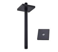 SEABEFORE Shower Arm with Flange,12 Inch Ceiling Mounted Fixed Shower Pipe,Bathroom Straight Rain Shower Replacement Arm,Universal Connection 1/2,Matte Black Finish,SE-91038-12MB-SQ