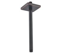 SEABEFORE Shower Arm with Flange,12 Inch Ceiling Mounted Fixed Shower Pipe,Bathroom Straight Rain Shower Replacement Arm,Universal Connection 1/2,Oil Rubbed Bronze Finish,SE-91038-12-ORB-SQ