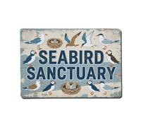 Seabird Sanctuary Coastal Sign Metal Tin Sign