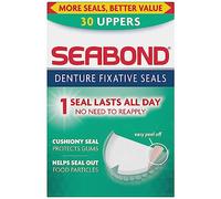 Seabond Denture Fixative Seals, Soft Adhesive Cushion, Last All Day, Protect Gums & Help Seal Out Food Particles, 30 Uppers