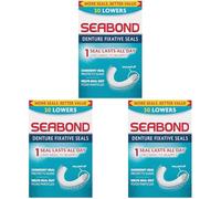 Seabond Denture Fixative Seals, Soft Adhesive Cushion, Last All Day, Protect Gums & Help Seal Out Food Particles, 30 Lowers (Pack of 3)