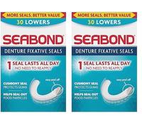 Seabond Denture Fixative Seals, Soft Adhesive Cushion, Last All Day, Protect Gums & Help Seal Out Food Particles, 30 Lowers (Pack of 2)