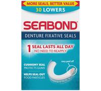 Seabond Denture Fixative Seals, Soft Adhesive Cushion, Last All Day, Protect Gums & Help Seal Out Food Particles, 30 Lowers