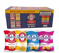 Seabrook Classic Variety Crisps Box | 20 Packs Total | Sea Salted | Cheese & Onion | Salt & Vinegar | Prawn Cocktail | 20 x 25g