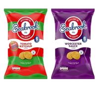 Seabrook Crinkle Cut Crisps, Tomato Ketchup & Worcester Sauce Flavour, 6 Pack