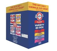 Seabrook Crinkle Cut Crisps Variety Box, 80 x 25g Individual Bags - 4 Classic Flavours: Sea Salt, Cheese & Onion, Salt & Vinegar, Prawn Cocktail - Gluten Free, Suitable for Vegetarians - By MegaAisle