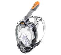 Seac Libera, New Generation Integrated Snorkeling Mask, Hypoallergenic Silicone, Quick Release, 4 Sizes, black/orange, S/M