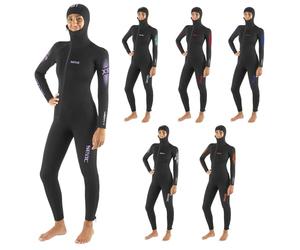 SEAC Liberty Long Lady - One-Piece Women’s Wetsuit 5 & 7 mm with Integrated Hood - Durable Neoprene with Supratex Reinforcements on Knees, Shoulders and Back - Front and Ankle Zip - Colour-Coded Sizes
