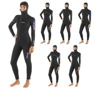 SEAC Liberty Long Lady - One-Piece Women’s Wetsuit 7 mm with Integrated Hood - Durable Neoprene with Supratex Reinforcements on Knees, Shoulders and Back - Front and Ankle Zip - Colour-Coded Sizes