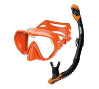 SEAC Rondò Frameless Single-Lens Silicone Mask for Diving and Snorkeling or Combo Set Mask + Snorkel SEAC Reverse Dry, Dry Top System and Purge Valve
