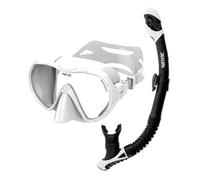 SEAC Rondò Frameless Single-Lens Silicone Mask for Diving and Snorkeling or Combo Set Mask + Snorkel SEAC Reverse Dry, Dry Top System and Purge Valve