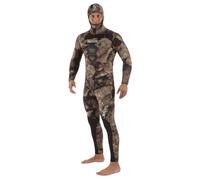 Seac Royal 5mm neoprene wetsuit for freediving, long-john and hooded jacket, camo brown, S