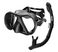 SEAC Set Bis Iena Dry - Mask and Snorkel Set with Double-Lens Silicone Mask and Dry-Top Snorkel with Purge Valve - For Scuba Diving and Snorkelling