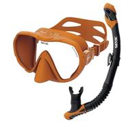 SEAC Set Bis X-Frame Dry - Adult Snorkelling Set with Frameless Single-Lens Tempered Glass Mask and Dry-Top Snorkel | Silicone, Purge Valve and Ergonomic Mouthpiece for Scuba Diving and Snorkelling