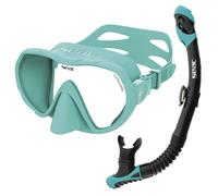 SEAC Set Bis X-Frame Dry - Adult Snorkelling Set with Frameless Single-Lens Tempered Glass Mask and Dry-Top Snorkel | Silicone, Purge Valve and Ergonomic Mouthpiece for Scuba Diving and Snorkelling