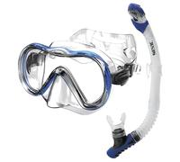 SEAC Set Bis Boss Dry, Silicone Set for Diving and Snorkeling with Mask and Snorkel with Dry Top System and Purge Valve, Blue