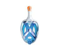 SEAC Unisex Magica, Full Face Antifog Snorkelling Mask with Soft Facial Skirt in 2 Sizes, Exhalation Valve and Dry Snorkel Top, White/Blue, S/M