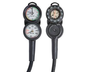 SEAC Unisex's Console 3 Pressure, Depth Gauge and Compass for Scuba Diving, Scale 0-70 mt and 0-400 bar, Black, standard