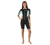Seac Women's Look Lady 2.5 mm Neoprene Short Wetsuit for Snorkeling, Diving, and Water Activities, Black/Clear Blue