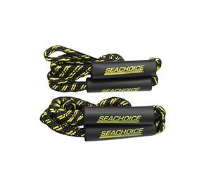 Seachoice 42461 Bungee/Stretch Dock Rope for Boating - 4 Feet Long, Stretches to 5 ½ Feet, Pack of 2 Lines, Black/Yellow
