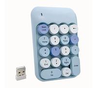 Seaciyan Wireless Number Pad, Ergonomic Cute Colorful Retro Mini Portable Numeric Keypad, 2.4G Cordless External Keyboard for Computer, Laptop (Blue)