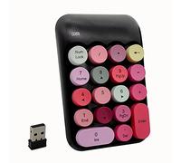 Seaciyan Wireless Number Pad, Ergonomic Cute Colorful Retro Mini Portable Numeric Keypad, 2.4G Cordless External Keyboard for Computer, Laptop (Black Red)