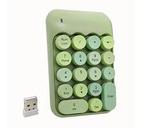 Seaciyan Wireless Number Pad, Ergonomic Cute Colorful Retro Mini Portable Numeric Keypad, 2.4G Cordless External Keyboard for Computer, Laptop (Green)