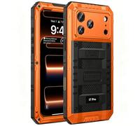 seacosmo for iPhone 17 Pro Metal Case, IP68 Waterproof Heavy Duty Shockproof Cover with Built-in Screen Protector, Full Body Sealed Protection Tough Armour Case for iPhone 17 Pro 6.3''- Orange