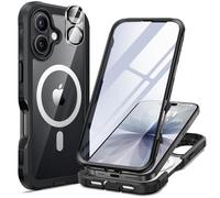 seacosmo Magnetic for iPhone 17 Case 6.3-Inch, Compatible with Magsafe, Full Body Bumper Case [Built-in 9H Tempered Glass Screen Protector + Camera Protection] Clear Back Cover for iPhone 17 (Black)