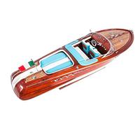 Seacraft Gallery Riva Aquarama Ship Model 27.5"(Blue/White Leather Seats)- Fully Assembled Toy Speed Boat Model - Wooden Boat Toy Model Décor - Assembled model ships boats - Riva aquarama boat model