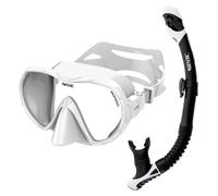 SEAC Set Bis Rondò Dry - Adult Snorkeling Set with Frameless Single-Lens Mask in Tempered Glass and Dry Top Snorkel with Purge Valve and Ergonomic Silicone Mouthpiece