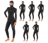 SEAC Liberty Long Lady - One-Piece Women’s Wetsuit 7 mm with Integrated Hood - Durable Neoprene with Supratex Reinforcements on Knees, Shoulders and Back - Front and Ankle Zip - Colour-Coded Sizes