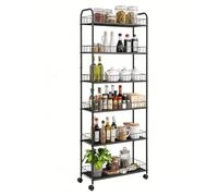 Seadasyoon 6 Tier Slim Rolling Storage Cart, Mobile Shelving Unit with Wheels, Metal Wire Storage Rack with Baskets for Kitchen Bathroom Office Laundry Narrow Piaces (10in Rolling Cart)