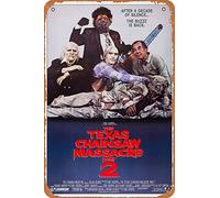 Seadlyise Vintage Movie Tin Sign,The Texas Chainsaw Massacre Part 2 1986 Horror Film Poster for Bar Pub Home Coffee Wall Decor Metal Plaque Poster 8x12 Inch
