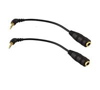 Seadream 2Pack 6 inch 3-Pole 2.5mm Male Right Angle to 3.5mm Female Headset Audio Adapter Cable Extender Stereo Jack (2pack)